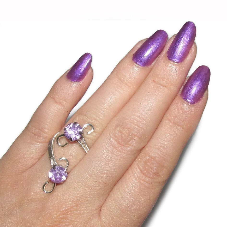 Inel handmade placat cu argint Lavanda