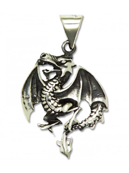 Pandantiv amuleta din argint pentru inspiratie si intuitie Rob Ray Simboluri Mistice - Dragonul de Aer