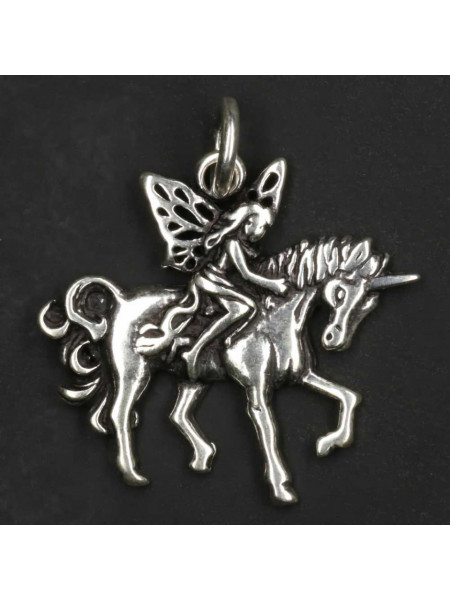 Pandantiv argint Elf pe Unicorn 3.5cm