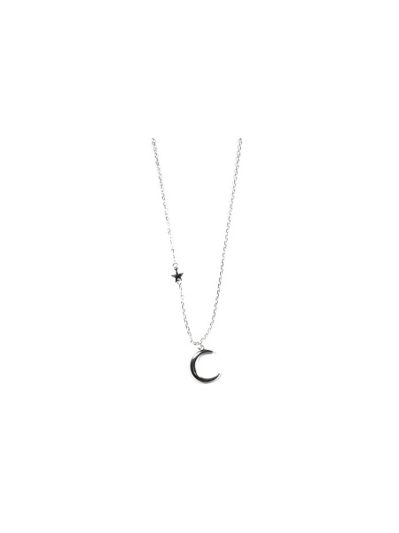 Pandantiv cu lantisor din argint Luna si Stea 40+3.5 cm
