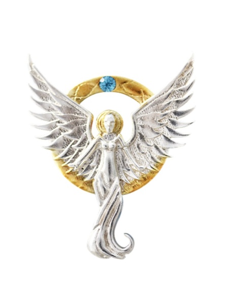 Pandantiv cu lantisor din argint si cristal albastru, design Anne Stokes, Fiinte Supranaturale - Serafina Aissa