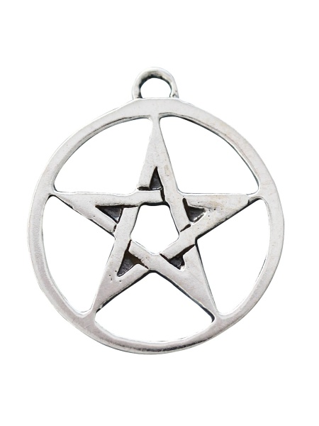 Pandantiv cu lantisor placate cu argint Sigils of The Craft - Pentagrama in Cerc 2 cm
