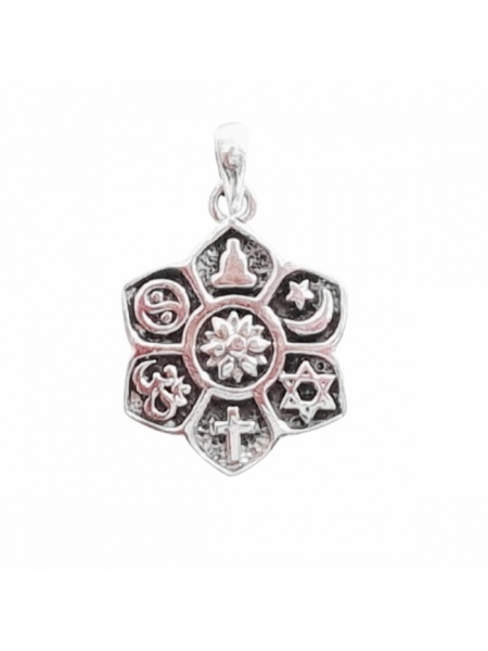 Pandantiv din argint in forma de lotus Cele 6 Religii 2cm
