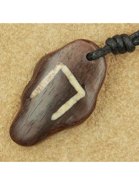 Pandantiv talisman din lemn cu runa Uruz