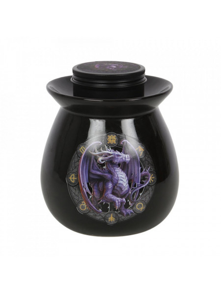 Set ceara parfumata de soia, wax melt si lampa aromaterapie Dragonul Samhain - Anne Stokes - Img 1