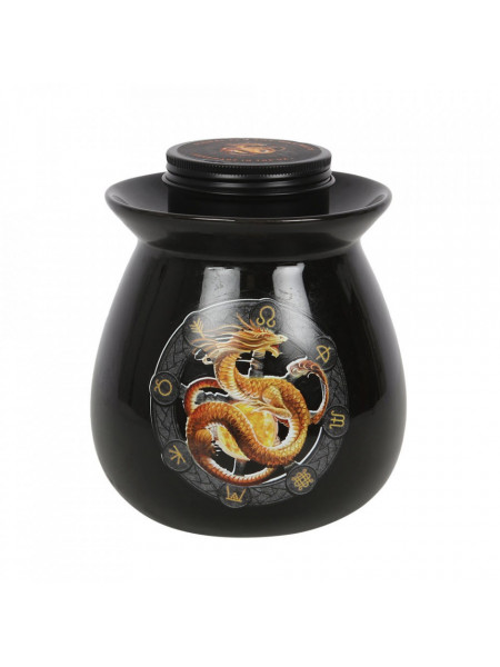 Set ceara parfumata de soia, wax melt si lampa aromaterapie Dragonul Litha - Anne Stokes - Img 1