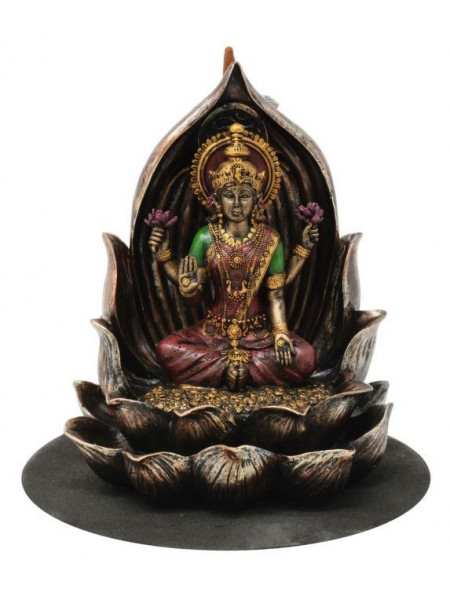 Suport conuri backflow, finisaj bronz, Zeita Hindusa Lakshmi 15 cm