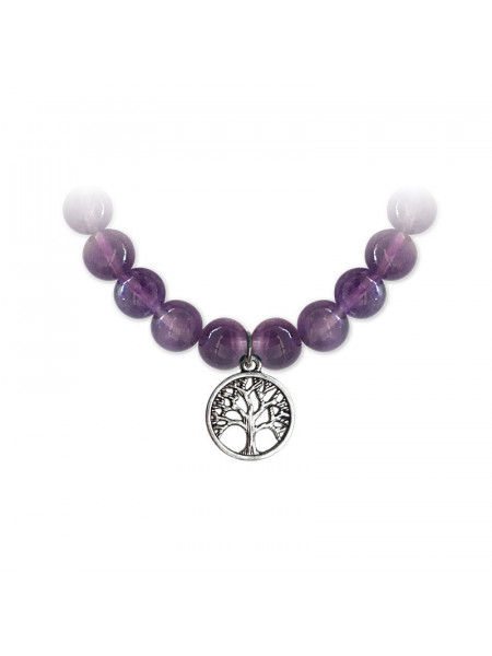 Bratara elastica cu charm Copacul Vietii - Ametist, talisman pentru Intelepciune si Echilibru