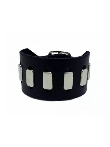 Bratara piele naturala Flat Studs, 3.5 cm x 24 cm