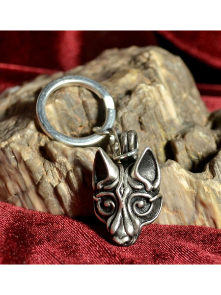 Breloc din aliaj placat cu argint Lup viking Fenrir