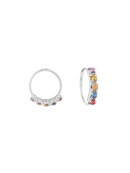 Cercei piercing pentru nas din argint cu zirconii colorate, 8x0.6 mm