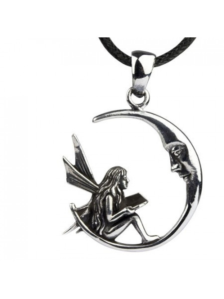 Pandantiv argint Elf citind pe luna 3.9cm