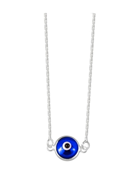 Pandantiv cu lantisor din argint si charm albastru Ochiul Protector (Evil Eye), dimensiune 40+2cm