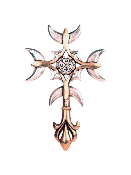 Pandantiv cu lantisor, placat cu argint, Cruce Goetica, Talisman pentru Protectie si Intuitie