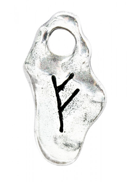 Pandantiv cu rune Feoh, talisman pentru prosperitate si noroc, 2.5 cm
