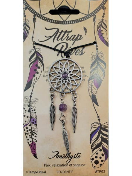 Pandantiv Dreamcatcher cu Ametist, talisman pentru Intelepciune si Echilibru