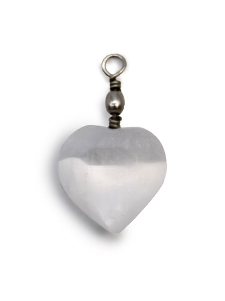 Pandantiv in forma de inima din Selenit, talisman pentru Purificare 4cm