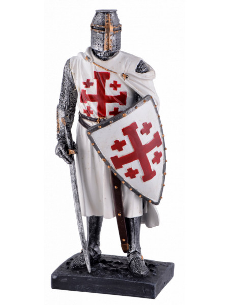 Statueta cavaler medieval Cruciat cu scut 18cm