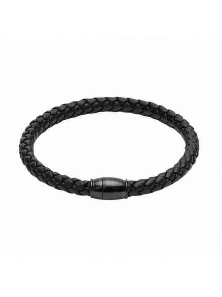 Bratara piele pentru barbati cu inchidere magnetica Viro - negru