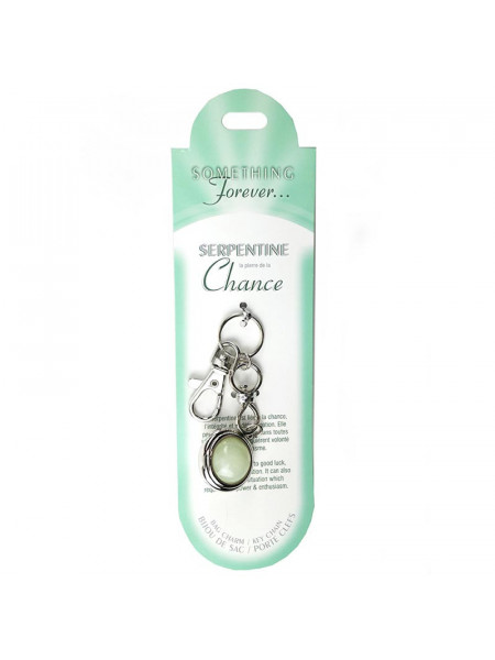Breloc cu agatatoare tip carlig si piatra semipretioasa, Serpentin, talisman pentru Protectie