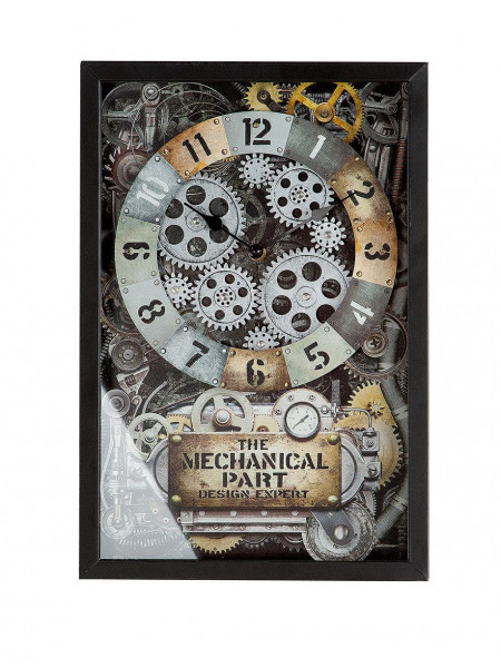 Ceas de perete steampunk din metal si sticla Industrial Design Expert 40 cm