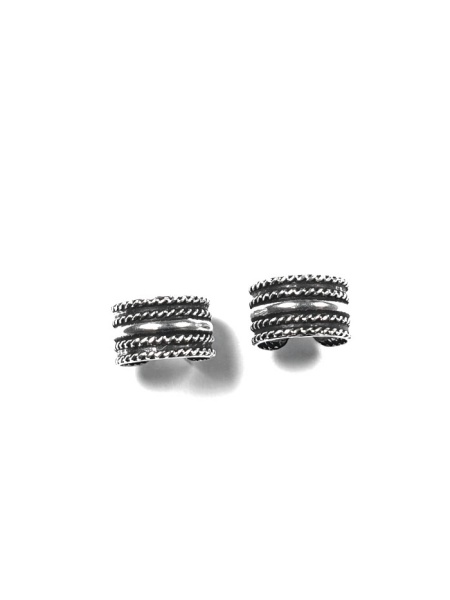 Cercei pe ureche din argint Linii Rasucite, diametru 8mm