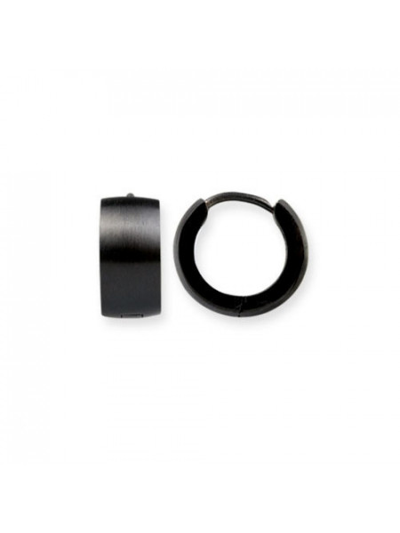 Cercei rotunzi din otel inoxidabil Tortite - negru mat 1.3cm