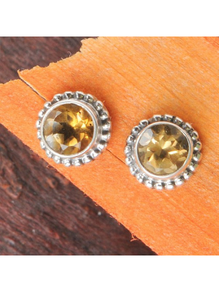 Cercei studs argint Citrin 9 mm - Img 1