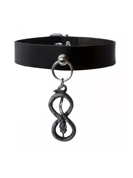 Choker de piele naturala Snake Of Infinity 2cm