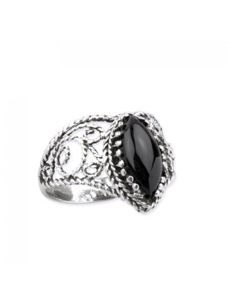 Inel argint cu onix Valuri negre 1cm