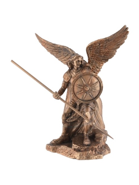 Mini statueta Arhanghelul Rafael, finisaj bronz, 10 cm