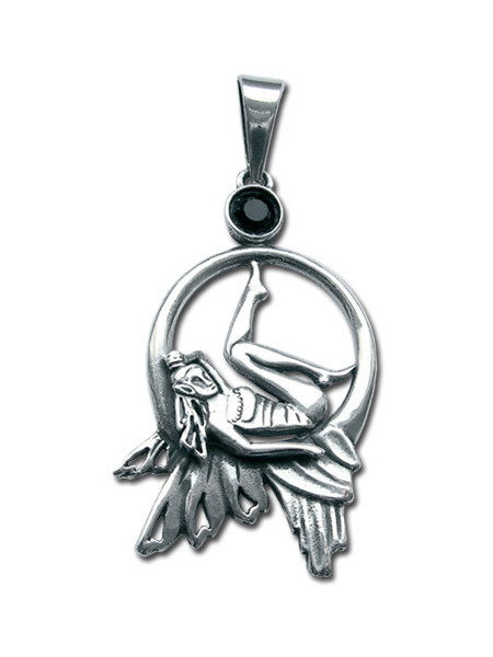 Pandantiv amuleta din argint cu cristal negru pentru prosperitate si dezvoltare Magia Zanelor - Zana Lunii