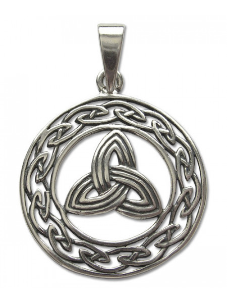 Pandantiv amuleta din argint pentru implinirea dorintelor Silver Dreams - Triquetra 2.8 cm