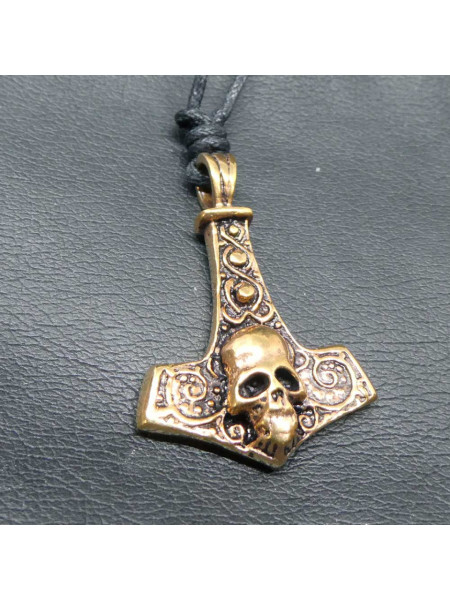 Pandantiv bronz Ciocanul lui Thor cu craniu 4cm