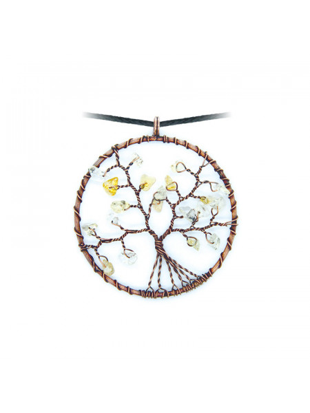 Pandantiv Copacul vietii cu Citrin, talisman pentru Prosperitate 4.5 cm