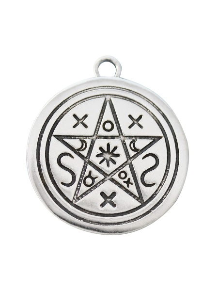 Pandantiv cu lantisor placate cu argint Sigils of The Craft - Pentagrama Umbrelor 2.5cm