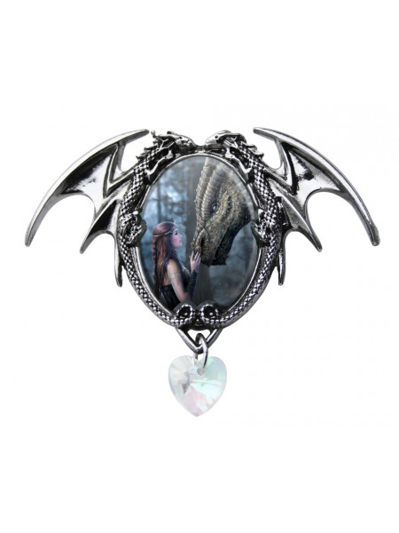 Pandantiv dragoni si cristal inima alb Enchanted Cameos - Creaturi nemuritoare, 6.1 cm