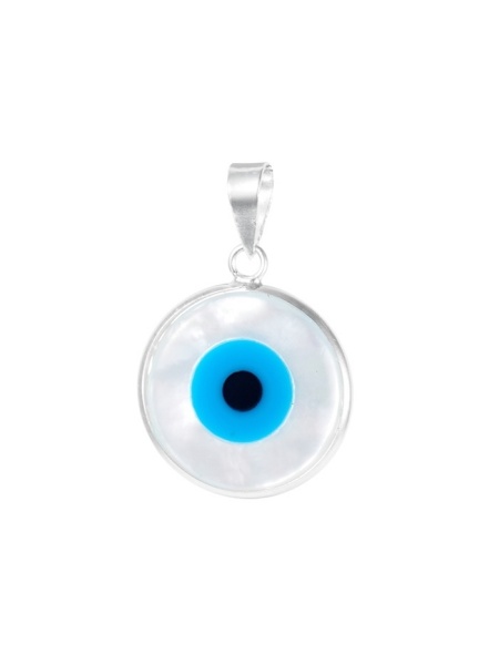 Pandantiv rotund din argint Ochiul Protector (Evil Eye) 17.5mm