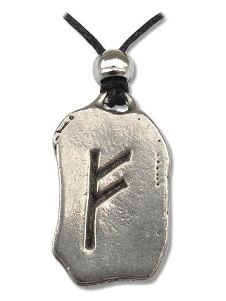 Pandantiv runa Fehu, talisman pentru prosperitate si noroc, 2.8 cm