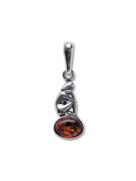 Pandantiv talisman argint cu piatra naturala de ambra (chihlimbar), semn zodiacal Fecioara