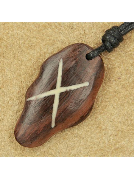 Pandantiv talisman din lemn cu runa Gifu