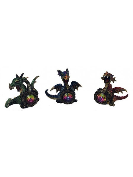 Set 3 figurine dragoni cu cristal 6.5 cm