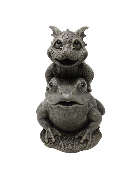 Statueta de gradina dragonel si broscuta, Prietenie Neobisnuita, 27cm