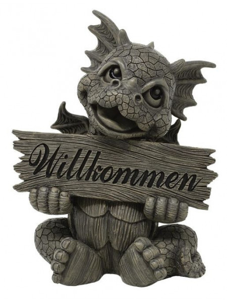 Statueta pentru gradina Dragonel Welcome 27cm