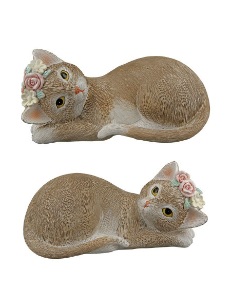 Statueta pisicuta cu coronita de flori Nala 15 cm