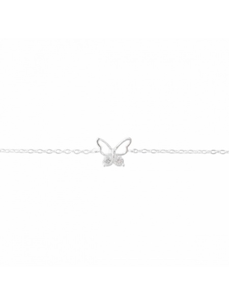 Bratara ajustabila argint si zirconii Fluture, 15 + 3cm