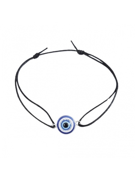 Bratara ajustabila din material textil si charm Ochiul Protector (Evil Eye) 10.5mm