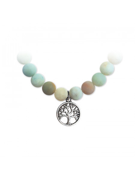Bratara elastica charm Copacul Vietii - Amazonit, talisman pentru Spontaneitate, Fericire si Implinire