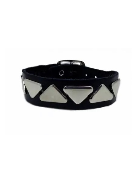 Bratara piele naturala Triangle Studs 2cm x 24cm