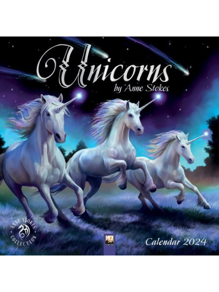 Calendar 2024 de perete Anne Stokes - Unicorni